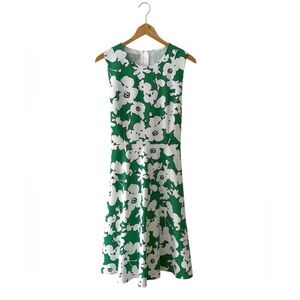Hobbs London Green & White Floral Dress US 12 UK 16